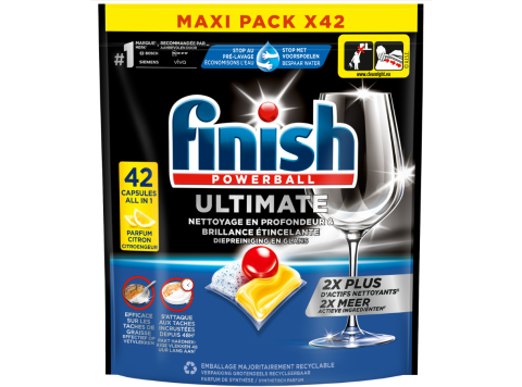 FINISH POWERBALL ULTIMATE VAATWASTABLETTEN 42PCS LEMON