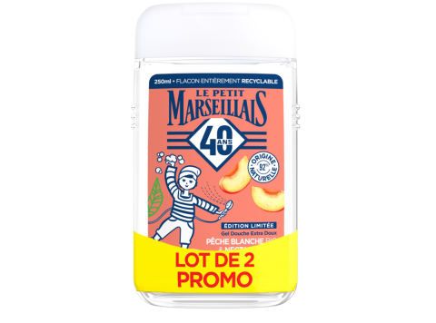 LE PETIT MARSEILLAIS DOUCHE LOT DE 2 X 250ML PECHE BLANCHE & NECARTINE BIO