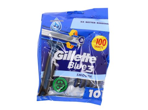 GILLETTE BLUE 3 DISPOSABLE RAZORS 10PCS SMOOTH