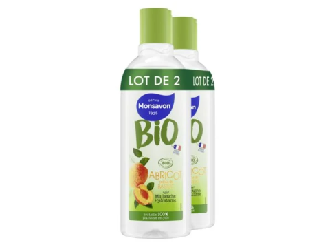 MONSAVON BIO DOUCHE ABRICOT POINTE DE BASILIC LOT DE 2X300ML