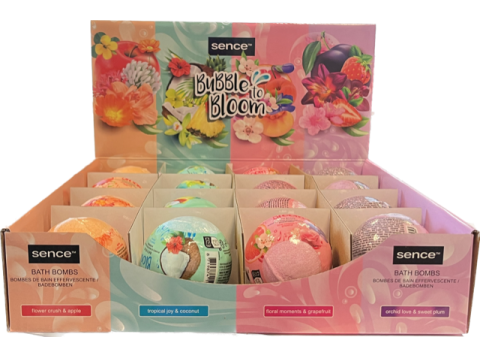 SENCE DISPLAY BATH BOMBS 16 PCS 4 SOORTEN BUBBLE TO BLOOM