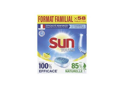 SUN VAATWASTABLETTEN TOUT EN 1 CITRON FORMAT FAMILLIAL 58 TABS