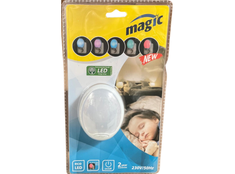 MAGIC NACHTLAMP MET 7 KLEUREN EN SCHAKELAAR 10 X 6 X 3 CM