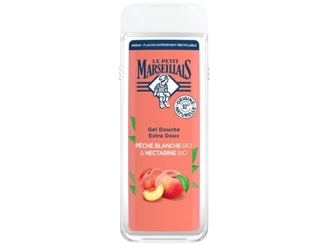 LE PETIT MARSEILLAIS DOUCHE 400 ML PERZIK EN NECTARINE TRANSPARANT