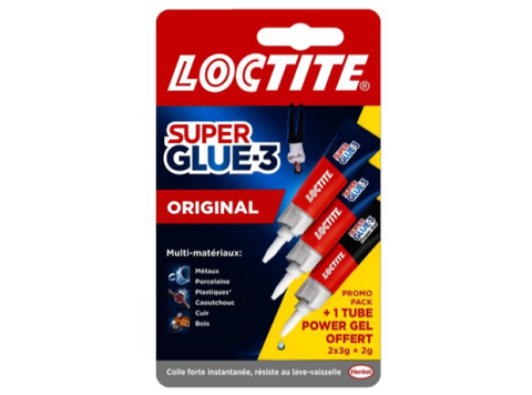LOCTITE SUPER GLUE 3 ORIGINAL 2X3GR + 1 POWER GEL 2GR GRATIS