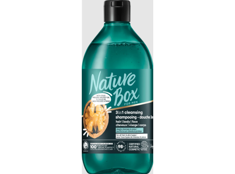 NATURE BOX SHAMPOO DOUCHE MEN 3 IN 1 WALNUT OIL 385ML