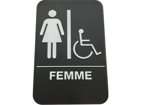 SIGNAALBORD TOILETTES FEMME & HANDICAPES MET DUBBELZIJDIGE TAPE & BRAILLE