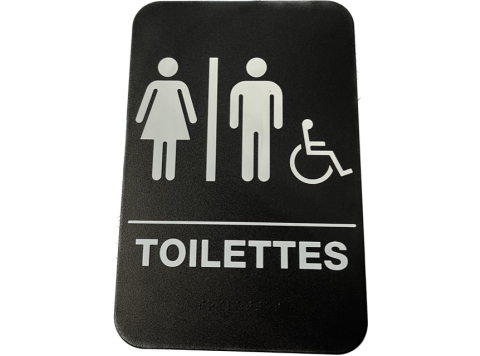 SIGNAALBORD TOILETTES FEMME HOMME & HANDICAPES MET DUBBELZIJDIGE TAPE & BRAILLE
