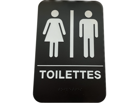 SIGNAALBORD TOILETTES MAN & VROUW MET DUBBELZIJDIGE TAPE & BRAILLE