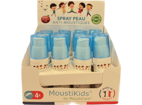DISPLAY MOUSTIKIDS ANTI-INSECTENSPRAY 30ML 4H 12 STUKS
