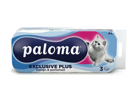 TOILETPAPIER PALOMA 3-L 9 X 10 ROLLEN EXCLUSIVE PLUS DESIGNED & PERFUMED CARE