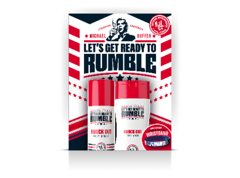 LETS GET READY TO RUMBLE GIFTSET KNOCK OUT BODY SPRAY + BODY WASH + WRISTBAND