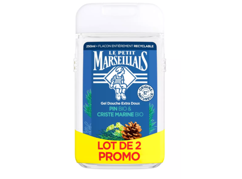 LE PETIT MARSEILLAIS DOUCHE LOT DE 2 X 250ML PIN BIO & CRISTE MARINE BIO