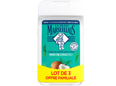 LE PETIT MARSEILLAIS GEL DOUCHE LOT DE 3 X 250ML NOIX DE COCO BIO