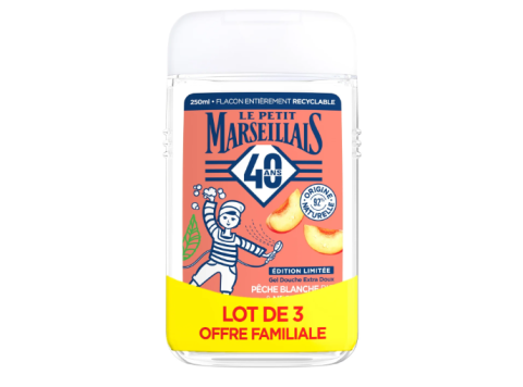 LE PETIT MARSEILLAIS GEL DOUCHE LOT DE 3 X 250ML PÊCHE BLANCHE & NECTARINE BIO