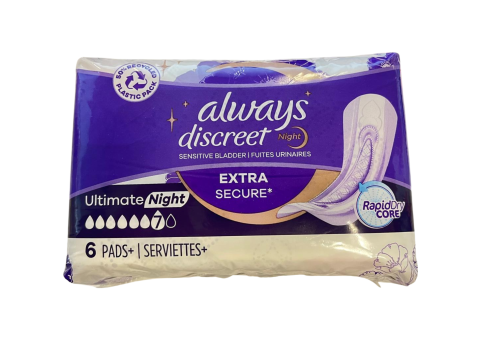 ALWAYS DISCREET MAANDVERBANDEN ULTIMATE NIGHT EXTRA 6 STUKS MAAT 7