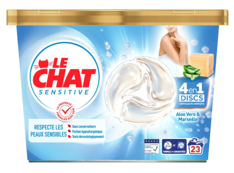 LE CHAT SENSITIVE 4 EN 1 PODS ALOE VERA & MARSEILLE 23PCS