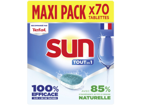 SUN VAATWASTABLETTEN TOUT EN 1 REGULAR MAXI PACK 70 TABS
