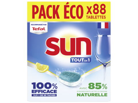SUN VAATWASTABLETTEN TOUT EN 1 CITRON 88 TABS PACK ECO