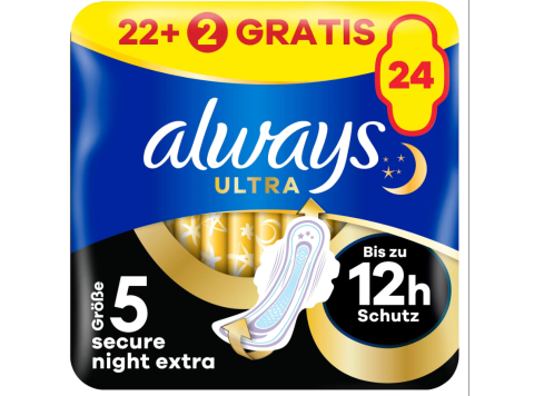 ALWAYS MAANDVERBAND 24ST ULTRA SECURE NIGHT MET VLEUGELS MAAT 5