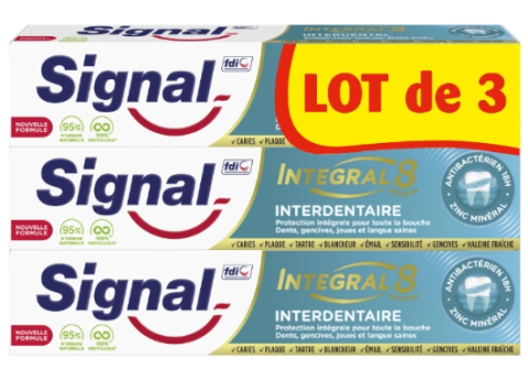 SIGNAL TANDPASTA LOT DE 3 X 75ML INTEGRAL 8 INTERDENTAIRE
