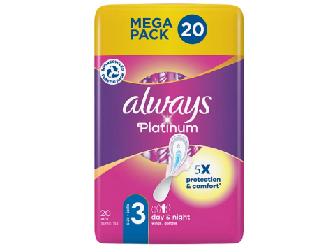 ALWAYS PLATINUM SIZE 3 DAY & NIGHT 20 PADS