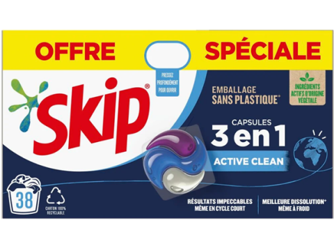 SKIP WASMIDDEL PODS OFFRE SPECIALE 38ST 3 EN 1 ACTIVE CLEAN