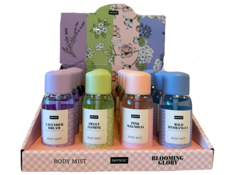 SENCE DISPLAY BLOOMING GLORY 16PCS BODY MIST 100ML 4ASS