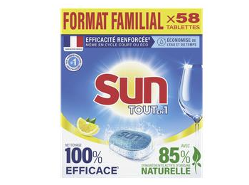 SUN VAATWASTABLETTEN TOUT EN 1 CITRON FORMAT FAMILLIAL 58 TABS