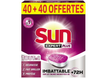 SUN VAATWASTABLETTEN EXPERT PLUS 40 + 40 GRATIS
