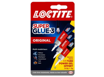LOCTITE SUPER GLUE 3 ORIGINAL 2X3GR + 1 POWER GEL 2GR GRATIS