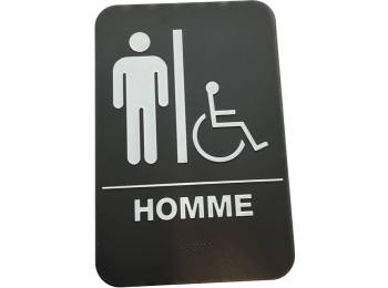 SIGNAALBORD TOILETTES HOMME & HANDICAPES MET DUBBELZIJDIGE TAPE & BRAILLE