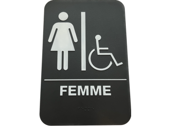 SIGNAALBORD TOILETTES FEMME & HANDICAPES MET DUBBELZIJDIGE TAPE & BRAILLE