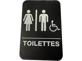 SIGNAALBORD TOILETTES FEMME HOMME & HANDICAPES MET DUBBELZIJDIGE TAPE & BRAILLE