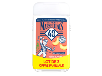 LE PETIT MARSEILLAIS GEL DOUCHE LOT DE 3 X 250ML PÊCHE BLANCHE & NECTARINE BIO
