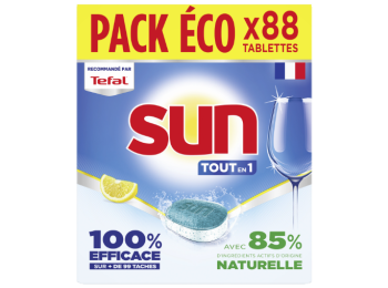 SUN VAATWASTABLETTEN TOUT EN 1 CITRON 88 TABS PACK ECO