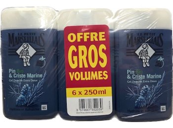LE PETIT MARSEILLAIS DOUCHE 6-PACK 250ML PIN BIO & CRISTE MARINE