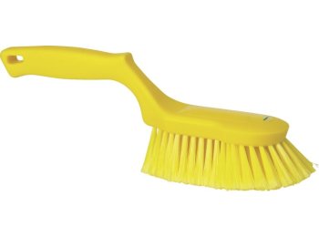 VIKAN ERGONOMISCHE HANDBORSTEL GEEL 70X65X325 MM - ZACHT POLYESTER