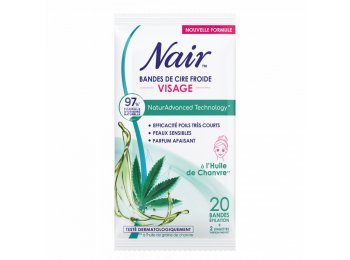 NAIR KOUDE WAX STRIPS HUILE DE CHANVRE GEZICHT 20 STUKS + 2 DOEKJES