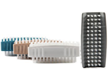 NAGELBORSTEL POLYAMIDE, DUBBEL, PLASTIEK MONTUUR