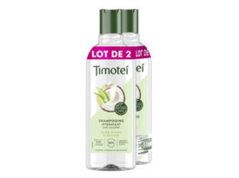 TIMOTEI SHAMPOO LAIT DE COCO & ALOE VERA LOT DE 2X300ML