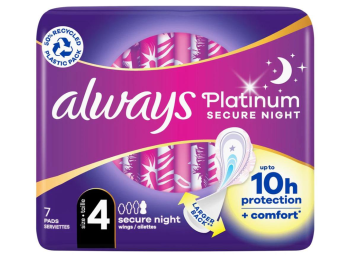 ALWAYS MAANDVERBAND PLATINUM SECURE NIGHT TAILLE 4 7 PCS