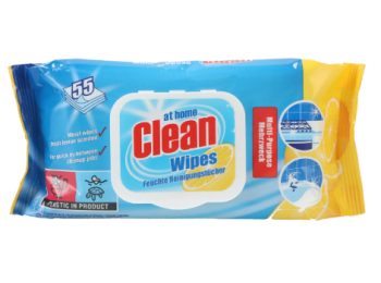 AT HOME CLEAN MULTI PURPOSE REINIGINGSDOEKJES LEMON 55ST