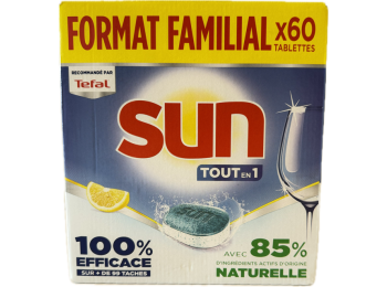 SUN VAATWASTABLETTEN TOUT EN 1 CITRON 60 TABS FORMAT FAMILIAL