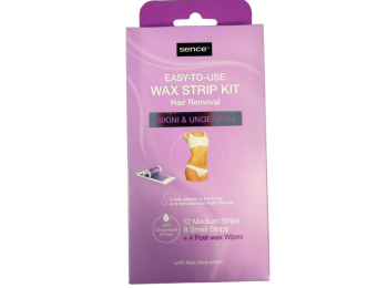 SENCE WAX STRIP KIT BIKINI & UNDERNARM 12 MEDIUM + 8 SMALL STRIP + 4 POST WAX WIPES