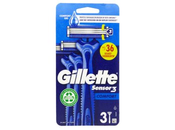 GILLETTE BLUE 3 DISPOSABLE RAZORS 3PCS COMFORT